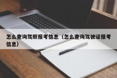 怎么查询驾照报考信息（怎么查询驾驶证报考信息）