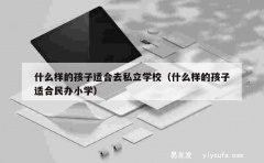 什么样的孩子适合去私立学校（什么样的孩子适合民办小学）