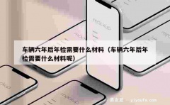 车辆六年后年检需要什么材料（车辆六年后年检需要什么材料呢）