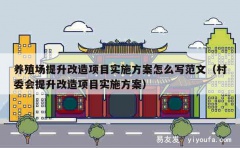 养殖场提升改造项目实施方案怎么写范文（村委会提升改造项目实施