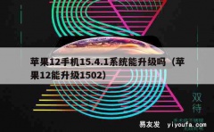 苹果12手机15.4.1系统能升级吗（苹果12能升级1502