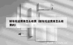 轿车托运费用怎么收费（轿车托运费用怎么收费的）