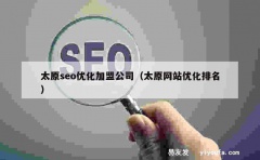 太原seo优化加盟公司（太原网站优化排名）