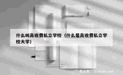 什么叫高收费私立学校（什么是高收费私立学校大学）