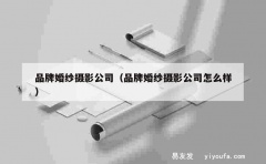 品牌婚纱摄影公司（品牌婚纱摄影公司怎么样）