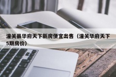 潼关县华府天下新房便宜出售（潼关华府天下5期房价）