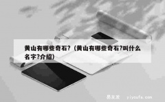 黄山有哪些奇石?（黄山有哪些奇石?叫什么名字?介绍）