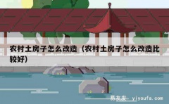 农村土房子怎么改造（农村土房子怎么改造比较好）