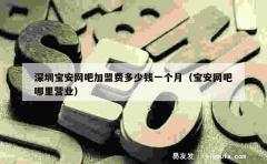 深圳宝安网吧加盟费多少钱一个月（宝安网吧哪里营业）