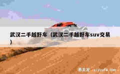 武汉二手越野车（武汉二手越野车suv交易）