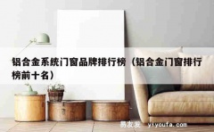 铝合金系统门窗品牌排行榜（铝合金门窗排行榜前十名）