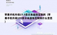 苹果手机升级15.5显示未连接互联网（苹果手机升级155显示