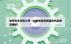 加盟知名家政公司（全国加盟家政最好的品牌正规的）