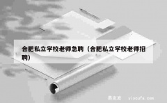 合肥私立学校老师急聘（合肥私立学校老师招聘）