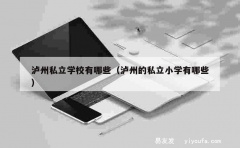 泸州私立学校有哪些（泸州的私立小学有哪些）