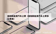 南阳新能源汽车上牌（南阳新能源汽车上牌多少费用）