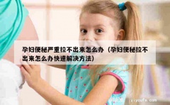 孕妇便秘严重拉不出来怎么办（孕妇便秘拉不出来怎么办快速解决方