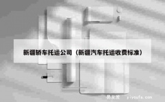 新疆轿车托运公司（新疆汽车托运收费标准）