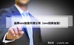 品牌seo加盟代理公司（seo招商加盟）