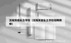 沈阳浑南私立学校（沈阳浑南私立学校招聘教师）