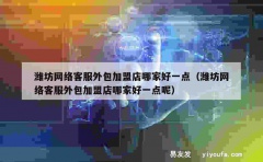 潍坊网络客服外包加盟店哪家好一点（潍坊网络客服外包加盟店哪家