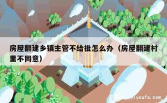 房屋翻建乡镇主管不给批怎么办（房屋翻建村里不同意）