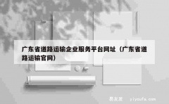 广东省道路运输企业服务平台网址（广东省道路运输官网）