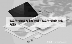 私立学校招生方案和计划（私立学校如何招生方案）