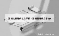 深圳比较好的私立学校（深圳最好私立学校）