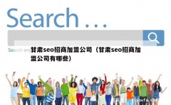 甘肃seo招商加盟公司（甘肃seo招商加盟公司有哪些）