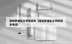 深圳罗湖私立学校招生（深圳罗湖私立学校招生电话）