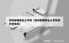 深圳有哪些私立学校（深圳有哪些私立学校初中招生的）