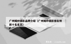 广州婚纱摄影品牌介绍（广州婚纱摄影排名榜前十名名字）