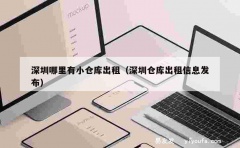 深圳哪里有小仓库出租（深圳仓库出租信息发布）