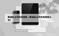 黄埔私立学校有哪些（黄埔私立学校有哪些小学）