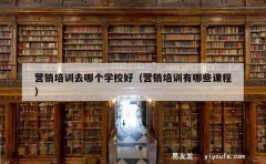 营销培训去哪个学校好（营销培训有哪些课程）