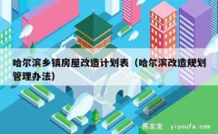 哈尔滨乡镇房屋改造计划表（哈尔滨改造规划管理办法）