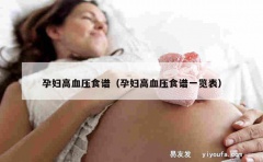 孕妇高血压食谱（孕妇高血压食谱一览表）