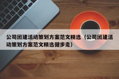 公司团建活动策划方案范文精选（公司团建活动策划方案范文精选健