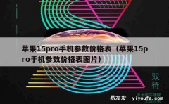 苹果15pro手机参数价格表（苹果15pro手机参数价格表图