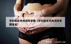 孕妇能吃羊肉汤吗早期（孕妇能吃羊肉汤吗早期宝宝）