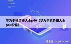 华为手机价格大全p40（华为手机价格大全p40价格）