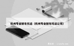 杭州专业轿车托运（杭州专业轿车托运公司）