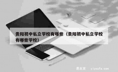 贵阳初中私立学校有哪些（贵阳初中私立学校有哪些学校）