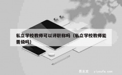 私立学校教师可以评职称吗（私立学校教师能晋级吗）