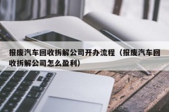 报废汽车回收拆解公司开办流程（报废汽车回收拆解公司怎么盈利）