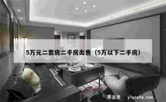 5万元二套房二手房出售（5万以下二手房）