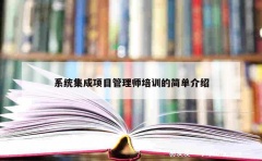 系统集成项目管理师培训的简单介绍